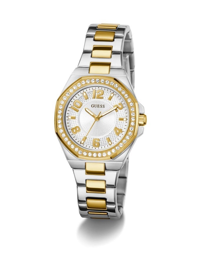 GUESS ساعة كواتز للنساء من غس بتصميم ثنائي اللون بعلبة بيضاء GW0877L5 - Image 4